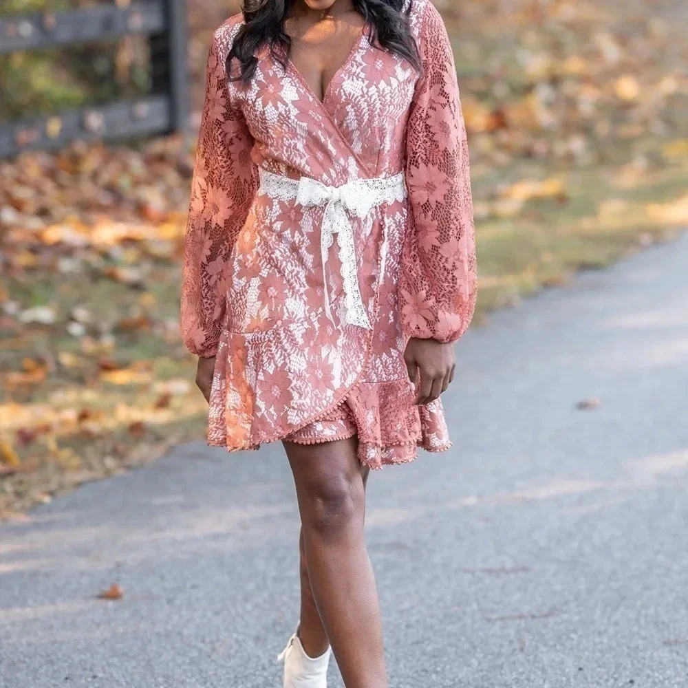 Floral Flower Lace Dress‎ Sz SM